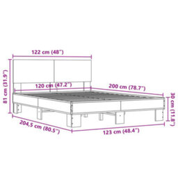 Berkfield Bed Frame Without Mattress Grey Sonoma 120X200 Cm - thumbnail 9