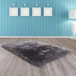 Silver Handmade Luxurious Plain Shaggy Sparkle Easy To Clean Rug For Living Room, Bedroom - 80Cm X 150Cm - thumbnail 4