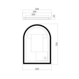 Royal Bathrooms Venice 500 X 700mm Gun Metal Grey Frontlit Arched Framed Led Illuminated Bathroom Mirror With Touch Sensor - thumbnail 6