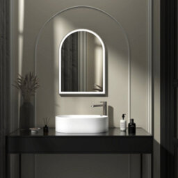 Royal Bathrooms Venice 500 X 700mm Gun Metal Grey Frontlit Arched Framed Led Illuminated Bathroom Mirror With Touch Sensor - thumbnail 3