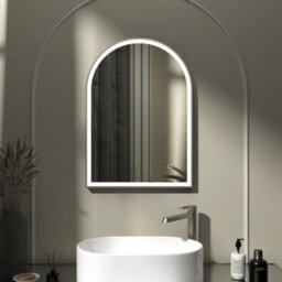 Royal Bathrooms Venice 500 X 700mm Gun Metal Grey Frontlit Arched Framed Led Illuminated Bathroom Mirror With Touch Sensor - thumbnail 1