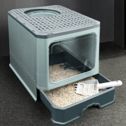 Thehotsale Large Green Drawer-Style Enclosed Detachable Slide-Out Tray Cat Litter Box With Scoop - thumbnail 2