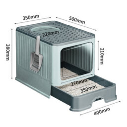 Thehotsale Large Green Drawer-Style Enclosed Detachable Slide-Out Tray Cat Litter Box With Scoop - thumbnail 5