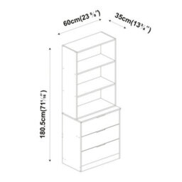 Urbn-Living Urbnliving Height 180Cm Oak Drawers & White Bookcase 60Cm Width 3 Tier Wooden Storage Chest Cabinet & Display Bookcase Shelving - thumbnail 2