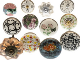 Mango Tree Cupboard Knobs Decorative Classic Prints, Clock Motif, Gold And Silver Burnish Ceramic Door And Drawer Handles Set Of 12 - thumbnail 3