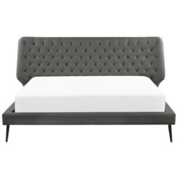Beliani Bed Faux Leather Essonne 180 X 200 Cm (Eu Super King) Grey - thumbnail 4