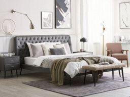Beliani Bed Faux Leather Essonne 180 X 200 Cm (Eu Super King) Grey - thumbnail 2