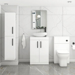 Royal Bathrooms Turin 600mm Freestanding Bathroom Vanity Unit With Sink 2 Door Gloss White & Nova Countertop Basin - thumbnail 3