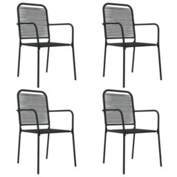 Berkfield 5 Piece Garden Dining Set Black Cotton Rope And Steel - thumbnail 4
