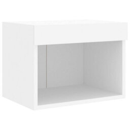 Berkfield Bedside Cabinet With Led Lights Wall-Mounted White - thumbnail 6
