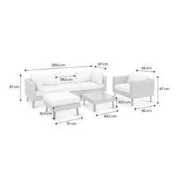 Sweeek - 5-Seater Polyrattan Garden Sofa Set Natural 69.5X69.5X30.5 Cm - Alba - thumbnail 9