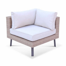 Sweeek - 5-Seater Polyrattan Garden Sofa Set Natural 69.5X69.5X30.5 Cm - Alba - thumbnail 8