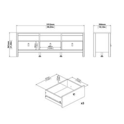 Wyld Haus Gossmere White Matt Wooden Tv Unit With 3 Drawers And Plastic Handles - thumbnail 9
