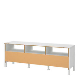 Wyld Haus Gossmere White Matt Wooden Tv Unit With 3 Drawers And Plastic Handles - thumbnail 6
