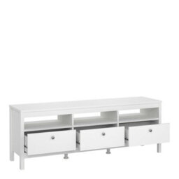 Wyld Haus Gossmere White Matt Wooden Tv Unit With 3 Drawers And Plastic Handles - thumbnail 3