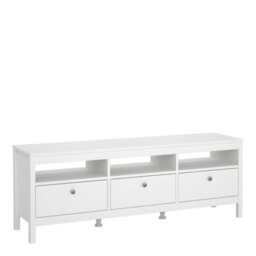 Wyld Haus Gossmere White Matt Wooden Tv Unit With 3 Drawers And Plastic Handles - thumbnail 2