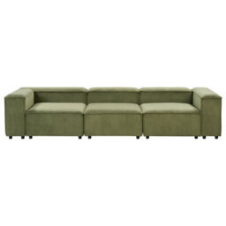 Beliani Modular Sofa 3 Seater Ardal Corduroy Green - thumbnail 4
