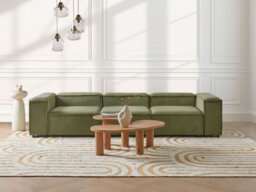 Beliani Modular Sofa 3 Seater Ardal Corduroy Green - thumbnail 2