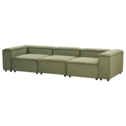 Beliani Modular Sofa 3 Seater Ardal Corduroy Green - thumbnail 5