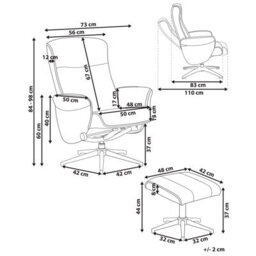 Wyld and Coco Recliner Armchair Beige Bouclé Fabric With Matching Footstool, 360 Swivel, Recline. - thumbnail 4