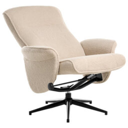 Wyld and Coco Recliner Armchair Beige Bouclé Fabric With Matching Footstool, 360 Swivel, Recline. - thumbnail 7