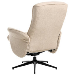 Wyld and Coco Recliner Armchair Beige Bouclé Fabric With Matching Footstool, 360 Swivel, Recline. - thumbnail 8