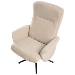 Wyld and Coco Recliner Armchair Beige Bouclé Fabric With Matching Footstool, 360 Swivel, Recline. - thumbnail 9