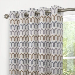 Curtina Arcadia Woven Geometric Natural Chenille Pair Of Eyelet Curtains - thumbnail 2