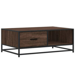 Walplus Coffee Table Brown Oak 90X57X35 Cm Engineered Wood And Metal - thumbnail 2