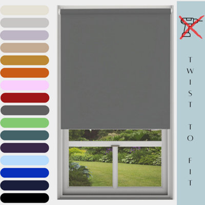 Caecus Blinds Mtm Blinds Outlet No Drill Daylight Roller Blind Charcoal Grey 180Cmx210Cm - image 1