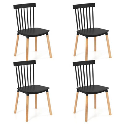 Set Of 4 Windsor Dining Chairs Kitchen Armless Side Chairs-Black - image 1