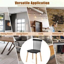 Set Of 4 Windsor Dining Chairs Kitchen Armless Side Chairs-Black - thumbnail 4