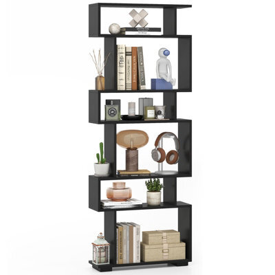 Costway 6-Tier Bookshelf Geometric Bookcase With 2 Anti-Tipping Kits - image 1