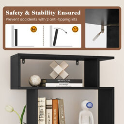 Costway 6-Tier Bookshelf Geometric Bookcase With 2 Anti-Tipping Kits - thumbnail 7