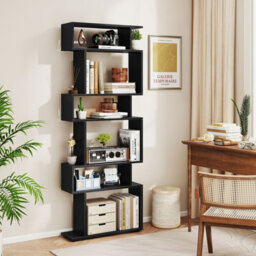 Costway 6-Tier Bookshelf Geometric Bookcase With 2 Anti-Tipping Kits - thumbnail 4