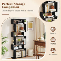 Costway 6-Tier Bookshelf Geometric Bookcase With 2 Anti-Tipping Kits - thumbnail 6