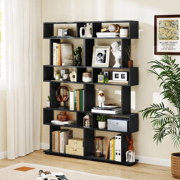 Costway 6-Tier Bookshelf Geometric Bookcase With 2 Anti-Tipping Kits - thumbnail 3