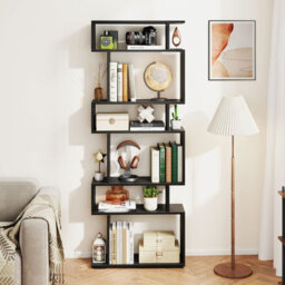 Costway 6-Tier Bookshelf Geometric Bookcase With 2 Anti-Tipping Kits - thumbnail 5