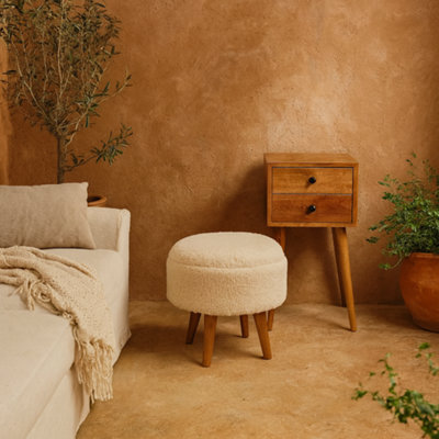 Wyld Haus Kampong Cream Boucle Rounded Footstool 45Cm - image 1