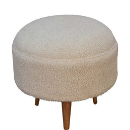 Wyld Haus Kampong Cream Boucle Rounded Footstool 45Cm - thumbnail 4