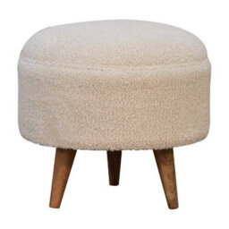 Wyld Haus Kampong Cream Boucle Rounded Footstool 45Cm - thumbnail 6
