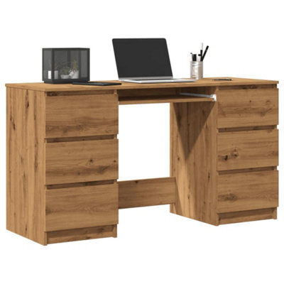 Berkfield Writing Desk Artisan Oak 140X50X77 Cm Engineered Wood - image 1