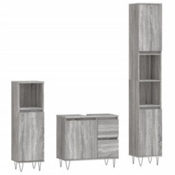 Berkfield 3 Piece Bathroom Furniture Set Grey Sonoma Engineered Wood - thumbnail 2