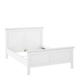 Wyld Haus Osaka Double Bed Frame 4Ft6 - Farmhouse White Wooden Panel Bed With Gloss Finish - thumbnail 3