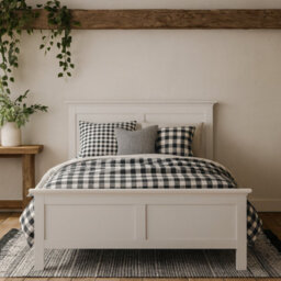 Wyld Haus Osaka Double Bed Frame 4Ft6 - Farmhouse White Wooden Panel Bed With Gloss Finish - thumbnail 2