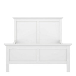 Wyld Haus Osaka Double Bed Frame 4Ft6 - Farmhouse White Wooden Panel Bed With Gloss Finish - thumbnail 4