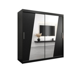 Arte Rhomb Contemporary Mirrored 2 Sliding Door Wardrobe 9 Shelves 2 Rails Black Matt (H)2000mm (W)2000mm (D)620mm - thumbnail 1