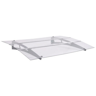 Vidaxl Door Canopy Silver And Transparent 120X90 Cm Polycarbonate - image 1