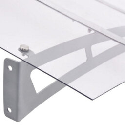 Vidaxl Door Canopy Silver And Transparent 120X90 Cm Polycarbonate - thumbnail 4