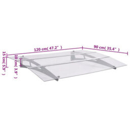Vidaxl Door Canopy Silver And Transparent 120X90 Cm Polycarbonate - thumbnail 3